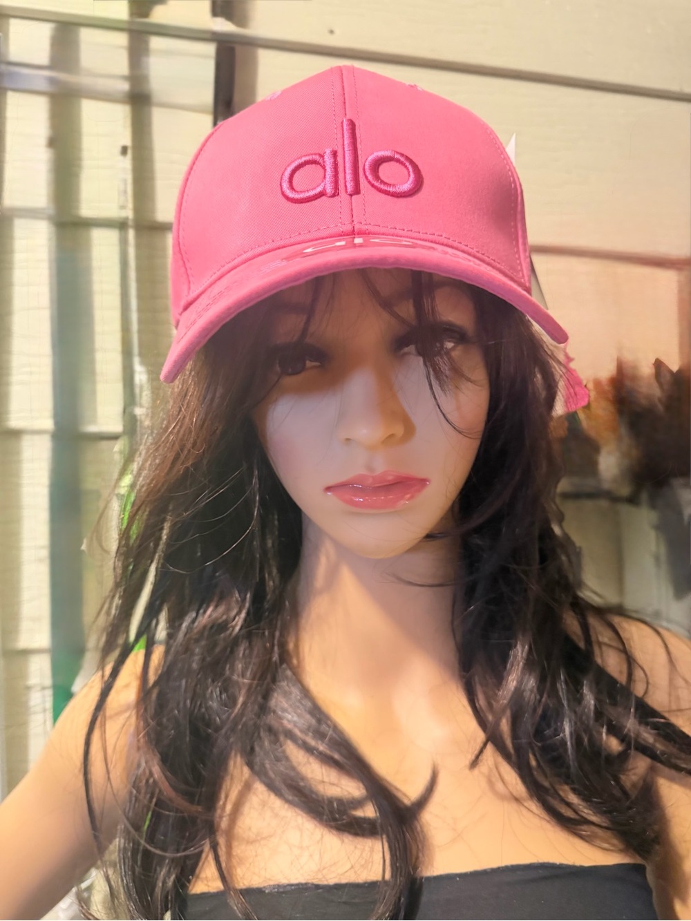 ALO Yoga Off Duty Hot Pink Logo Strapback Cap In Paradise Pink